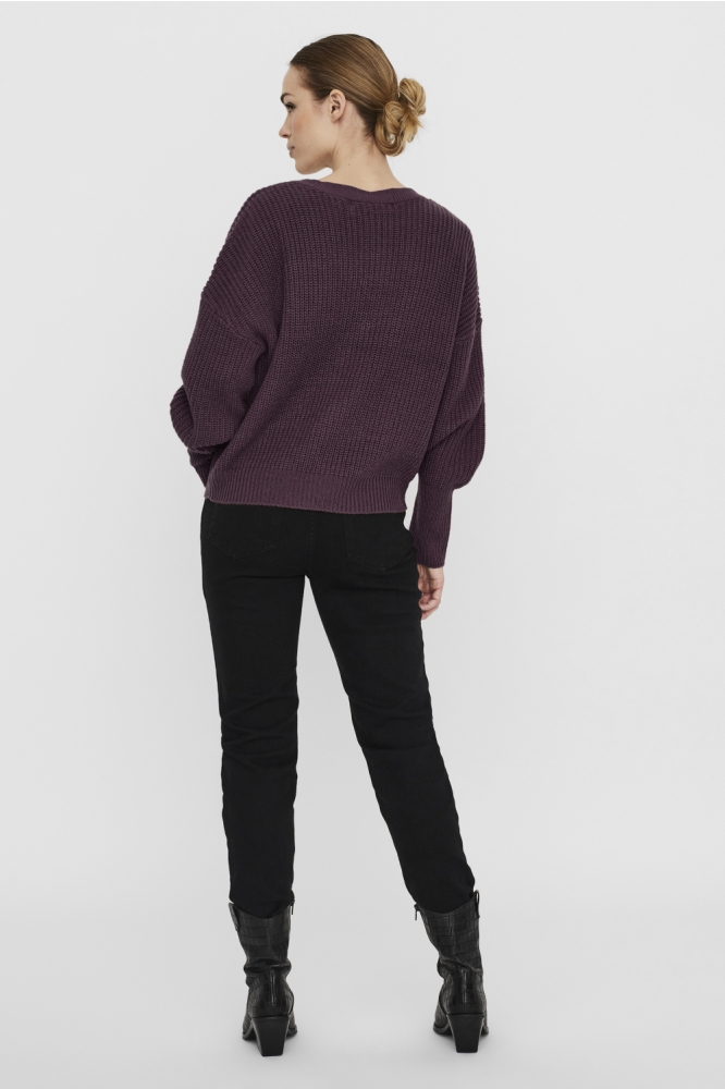VMLEA LS V-NECK CUFF CARDIGAN NOOS 10249632 Winetasting